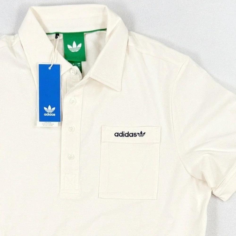 adidas Pocket Polo Size XXL Men Chalk White Trefoil Pocket Golf Shirt NEW